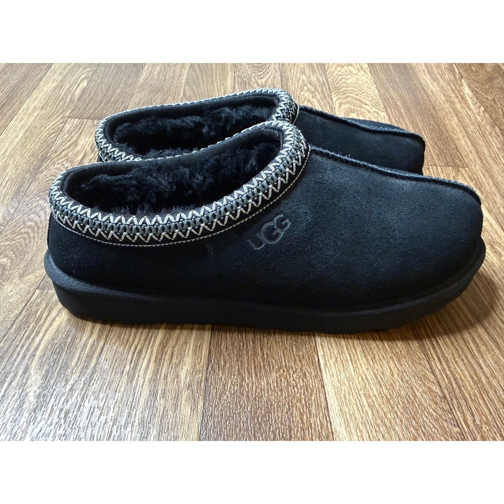 UGG Tasman Black Suede Sheepskin Lined Slippers 1174671 Mens 10 Womens 11